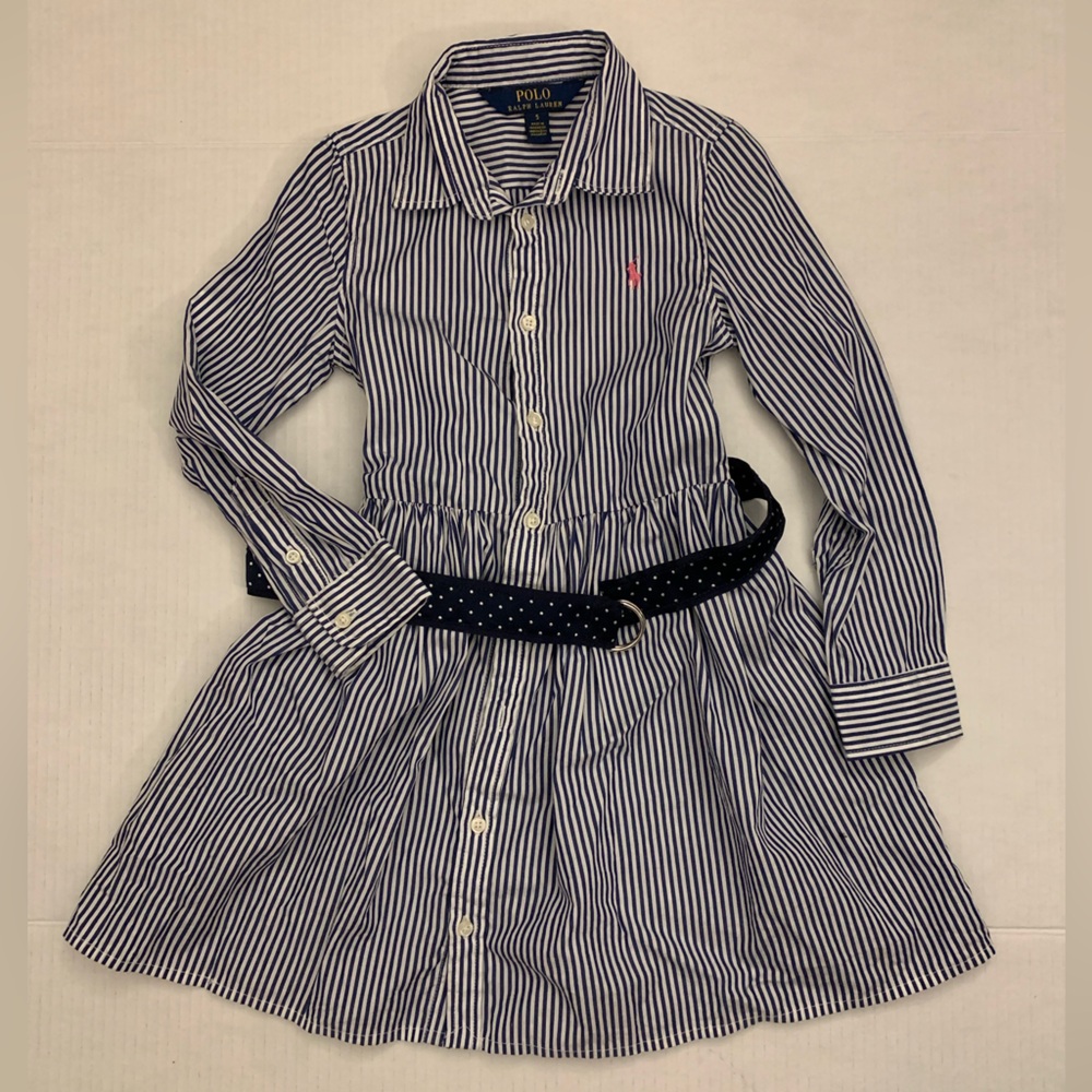 Polo by Ralph Lauren Kids Navy and White Striped Shirt Dress